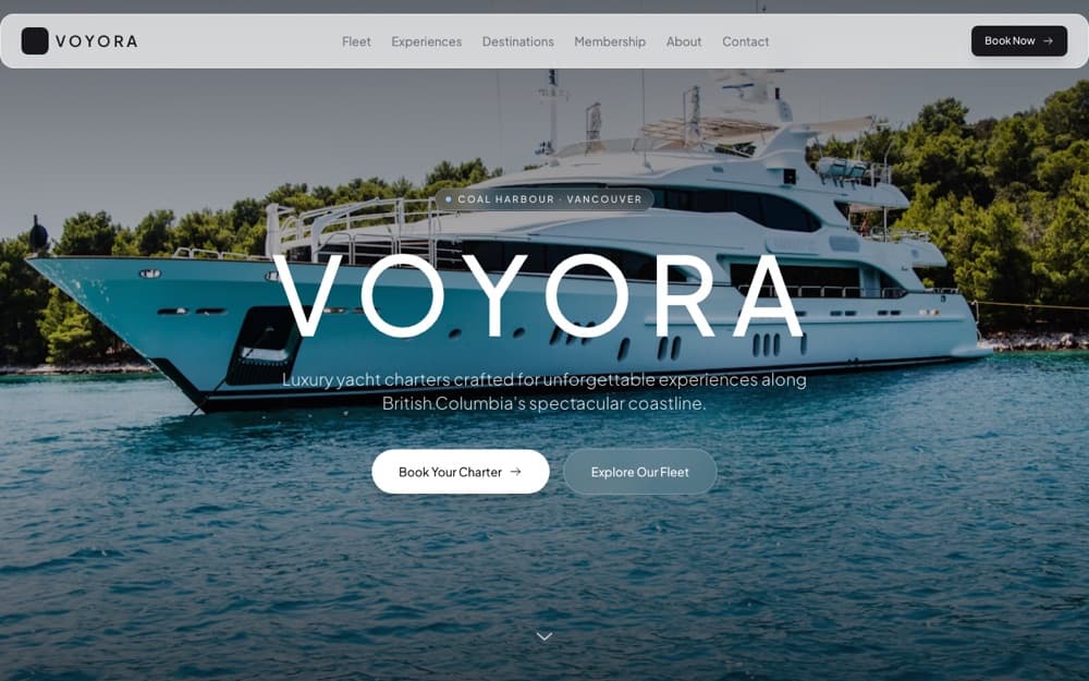 AURA Yacht Charters website homepage