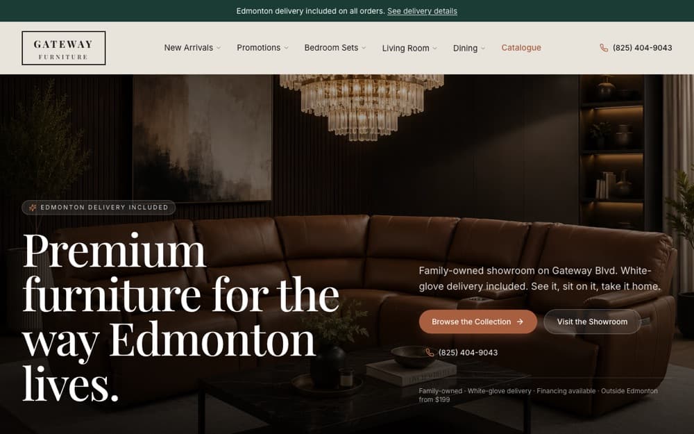 Gateway Furniture website homepage