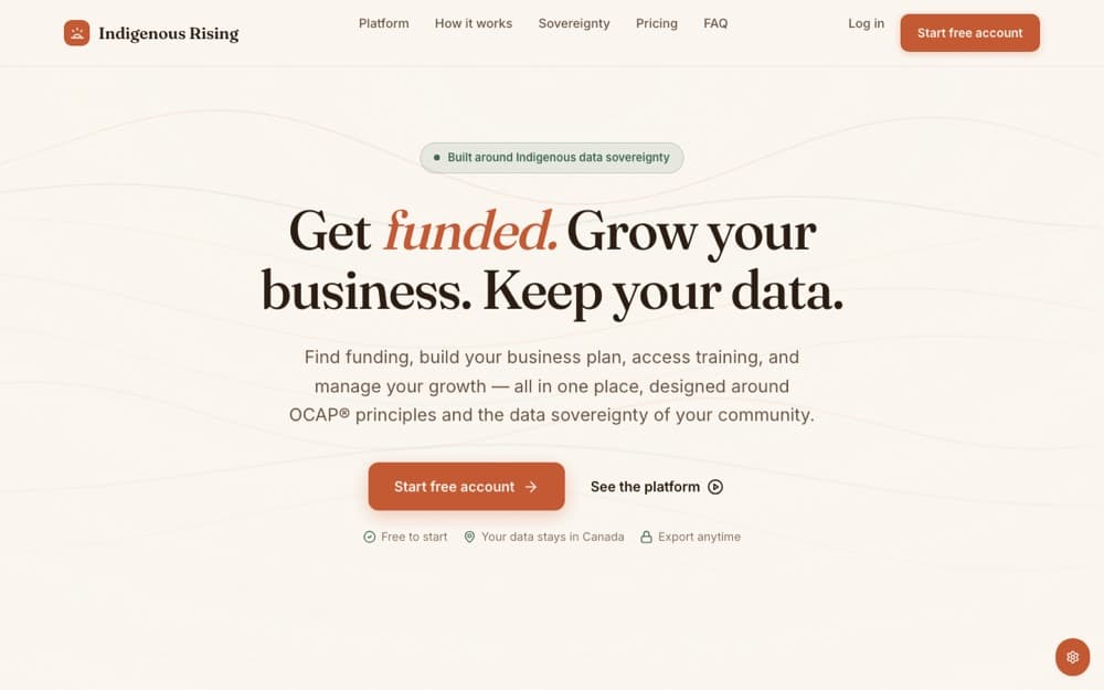 Indigenous Rising AI product homepage